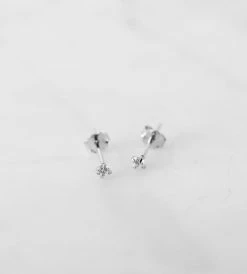 Sophie | Mini Rock Studs Clear Earrings | Silver