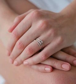 Fashion + Beauty Sophie | Three Rock Ring Clear | Silver