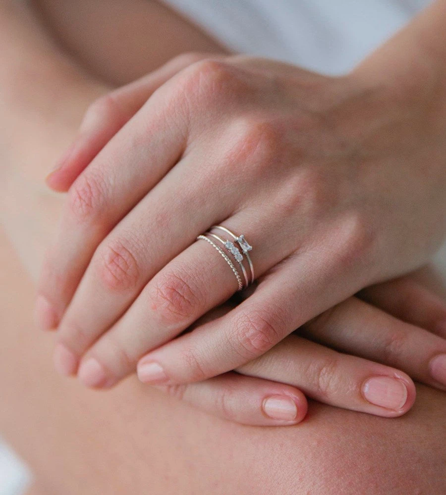 Fashion + Beauty Sophie | Three Rock Ring Clear | Silver