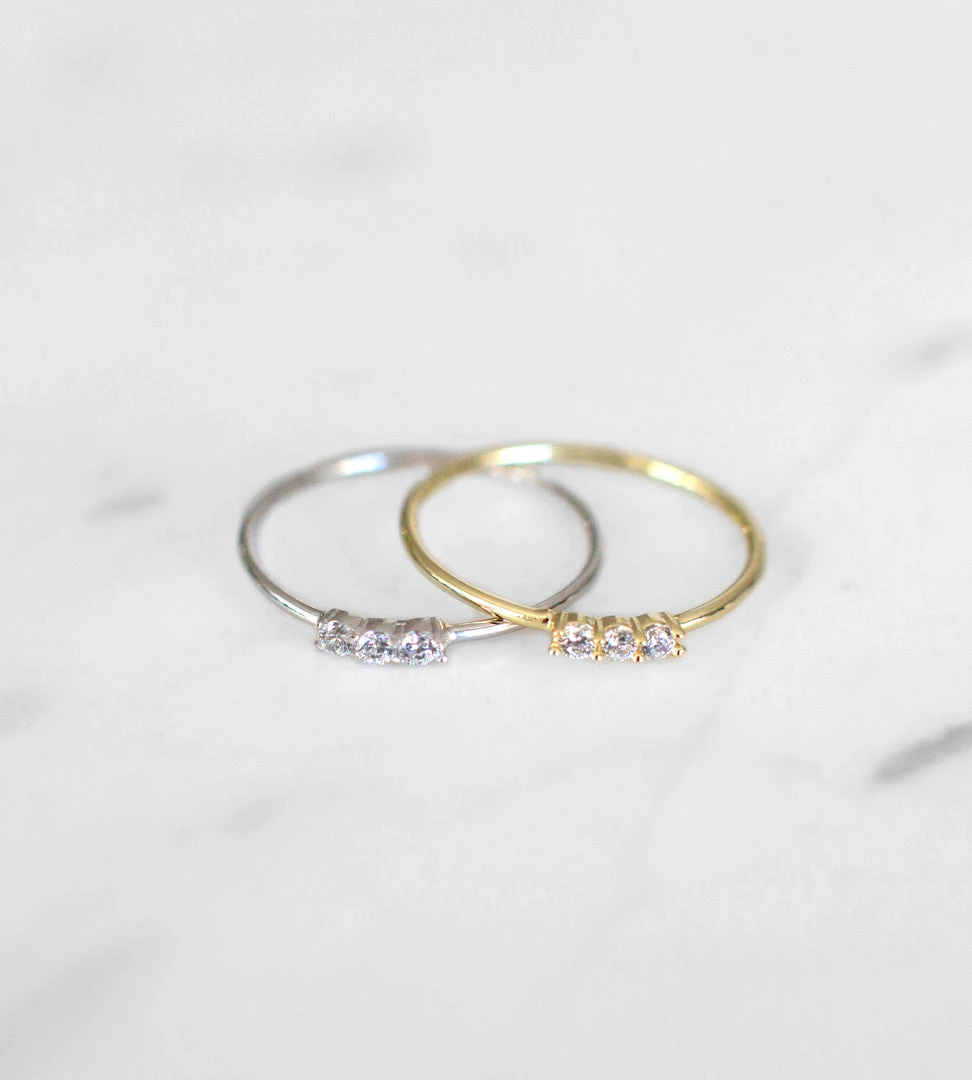 Fashion + Beauty Sophie | Three Rock Ring Clear | Silver