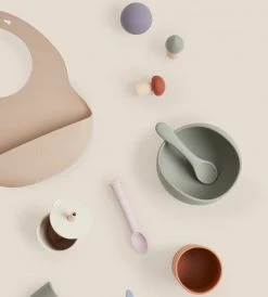 New Arrivals Tiny Table Co. | Suction Bowl And Spoon Set | Olive