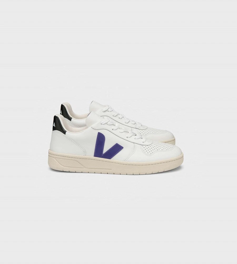 Veja | V10 Leather Sneaker | Extra White Purple Black Fashion + Beauty