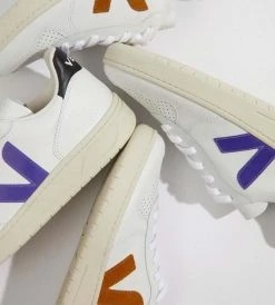 Veja | V10 Leather Sneaker | Extra White Purple Black Fashion + Beauty