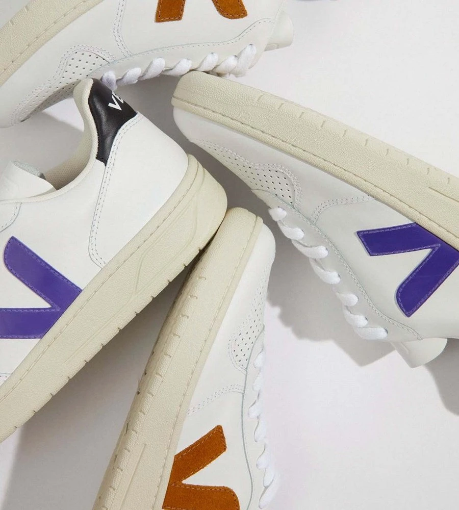 Veja | V10 Leather Sneaker | Extra White Purple Black Fashion + Beauty