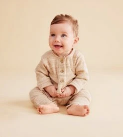 Wilson & Frenchy | Organic Waffle Slouch Growsuit | Oatmeal Fleck