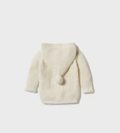 Wilson & Frenchy | Knitted Jacket With Pom Pom | Gardenia