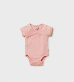 Baby + Child Wilson & Frenchy | Organic Pointelle Kimono Bodysuit | Cantaloupe