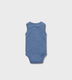 Baby + Child Wilson & Frenchy | Organic Pointelle Singlet Bodysuit | Rain Drop