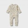Wilson & Frenchy | Organic Rib Zipsuit With Feet | Pretty Floral New In Baby