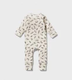 Wilson & Frenchy | Organic Rib Zipsuit With Feet | Tiny Feather