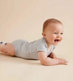 Wilson & Frenchy | Organic Stripe Rib Bodysuit | Rain Drop