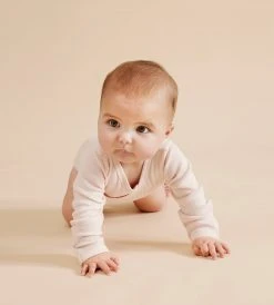 Baby + Child Wilson & Frenchy | Organic Stripe Rib Kimono Bodysuit | Cantaloupe