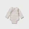 Wilson & Frenchy | Organic Stripe Rib Kimono Bodysuit | Clay Baby + Child