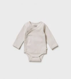 Wilson & Frenchy | Organic Stripe Rib Kimono Bodysuit | Clay Baby + Child