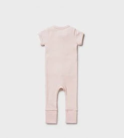 Wilson & Frenchy | Organic Stripe Rib Zipsuit | Cantaloupe