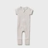 Wilson & Frenchy | Organic Stripe Rib Zipsuit | Clay
