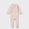 Baby + Child Wilson & Frenchy | Organic Stripe Rib Zipsuit With Feet | Cantaloupe