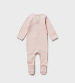 Baby + Child Wilson & Frenchy | Organic Stripe Rib Zipsuit With Feet | Cantaloupe