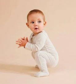 Baby + Child Wilson & Frenchy | Organic Stripe Rib Zipsuit With Feet | Clay