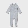 Wilson & Frenchy | Organic Stripe Rib Zipsuit With Feet | Rain Drop Baby + Child