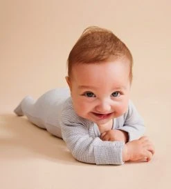 Wilson & Frenchy | Organic Stripe Rib Zipsuit With Feet | Rain Drop Baby + Child