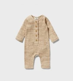 Wilson & Frenchy | Organic Waffle Slouch Growsuit | Oatmeal Fleck