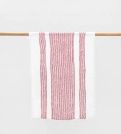 Father Rabbit Living Homewares Woven Multi Stripe Tea Towel | Red & White