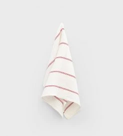 Father Rabbit Living Woven Stripe Tea Towel | Off White & Red Homewares